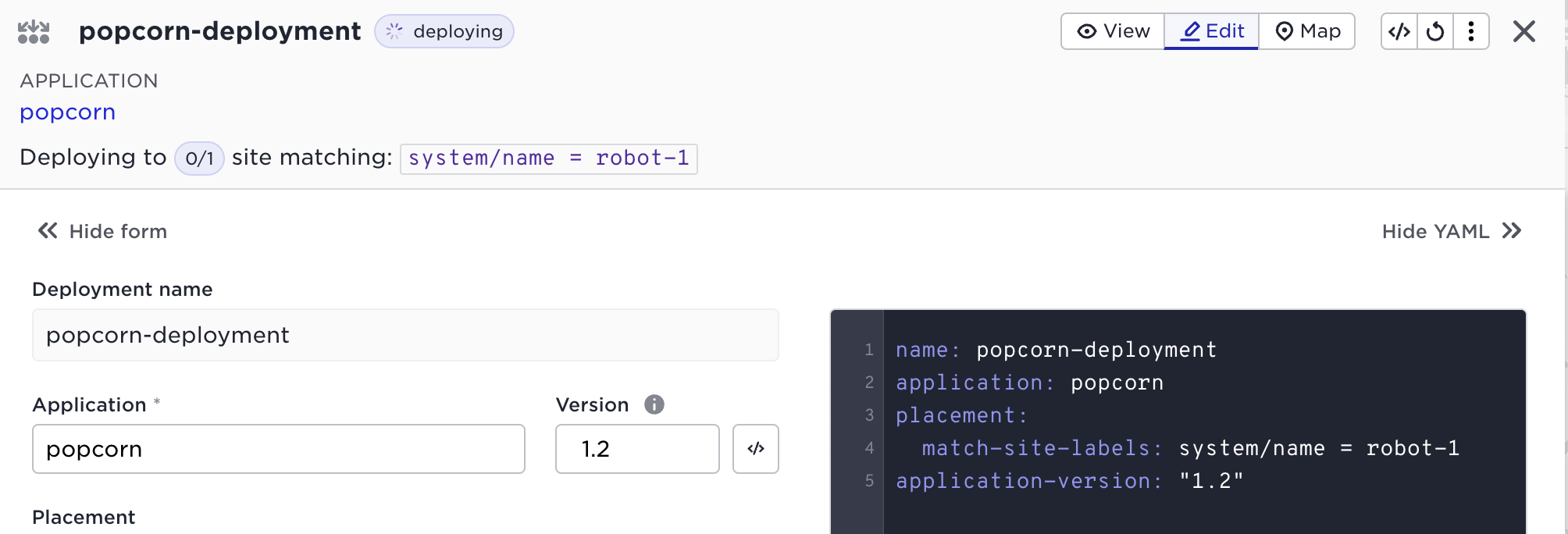 Application version in deployment