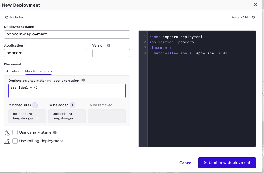 Create deployment