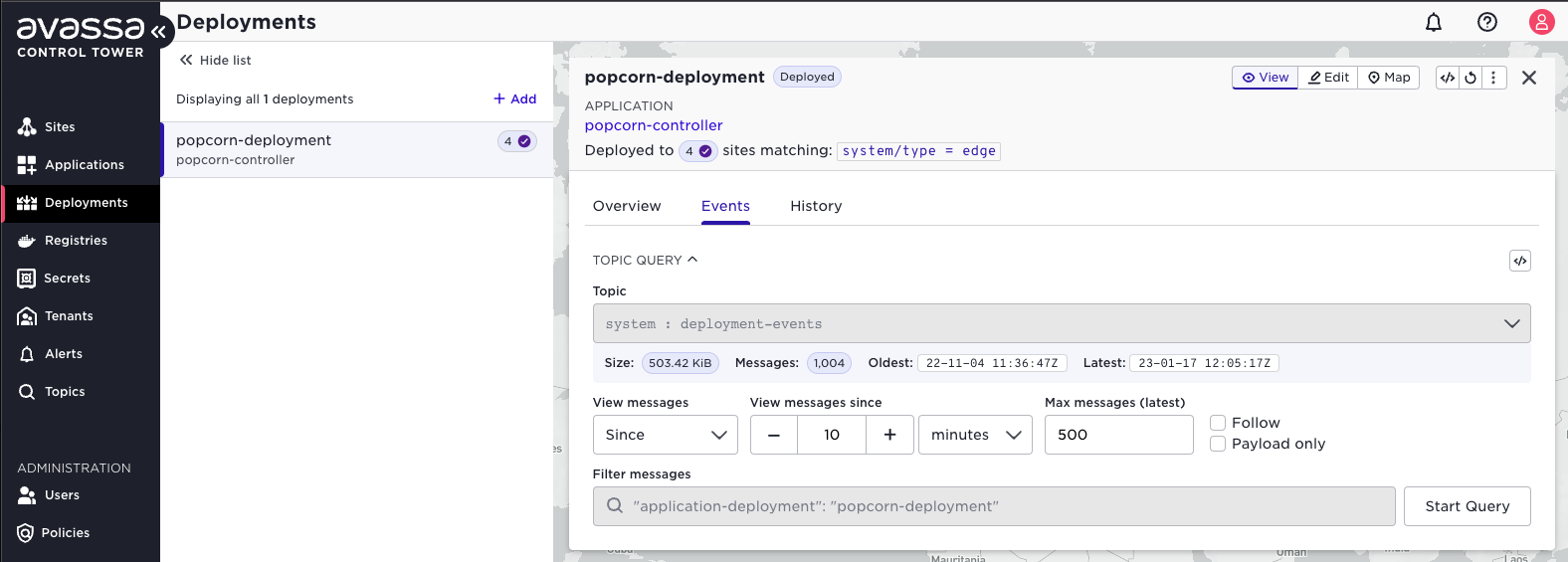 Search deploy events