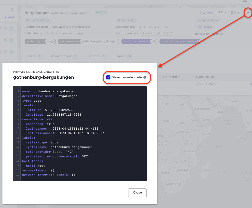 Assigned sites state